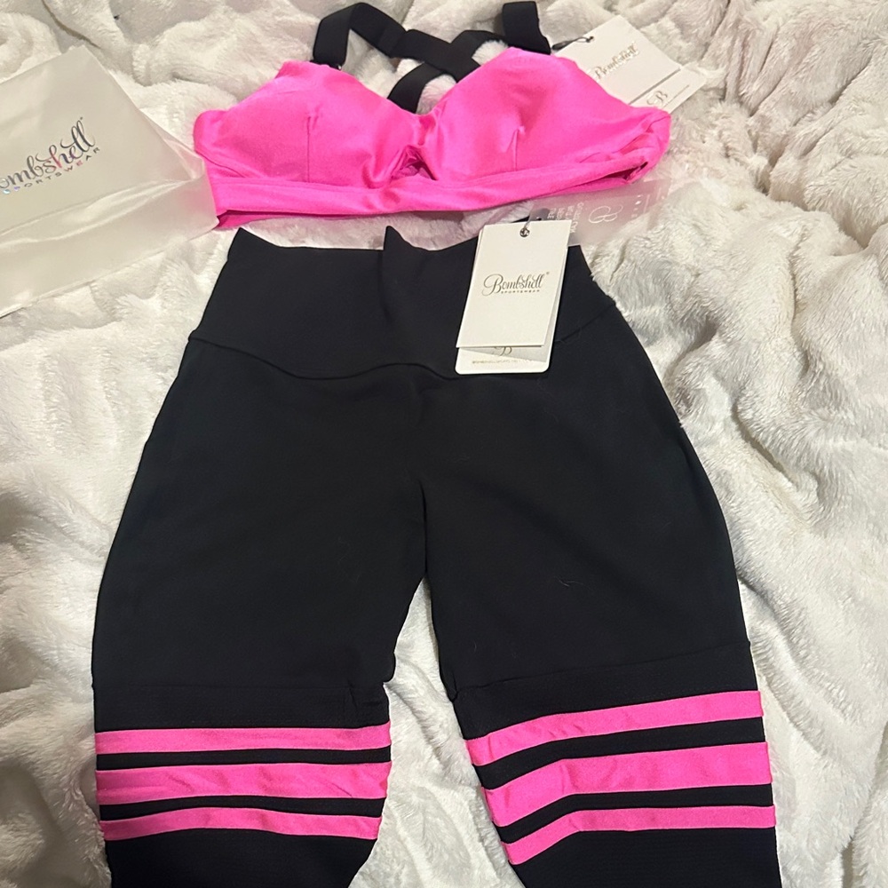 Bombshell Sportswear Pink and Black Leggings